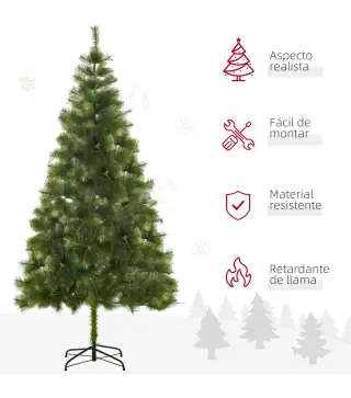 Árbol de Navidad 210cm, Artificial Árbol de Pino, Decoración Navideña, con Soporte Metálico, 505 Ramas con Puntas Acentuadas en