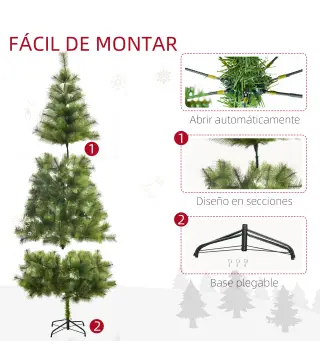Árbol de Navidad 210cm, Artificial Árbol de Pino, Decoración Navideña, con Soporte Metálico, 505 Ramas con Puntas Acentuadas en