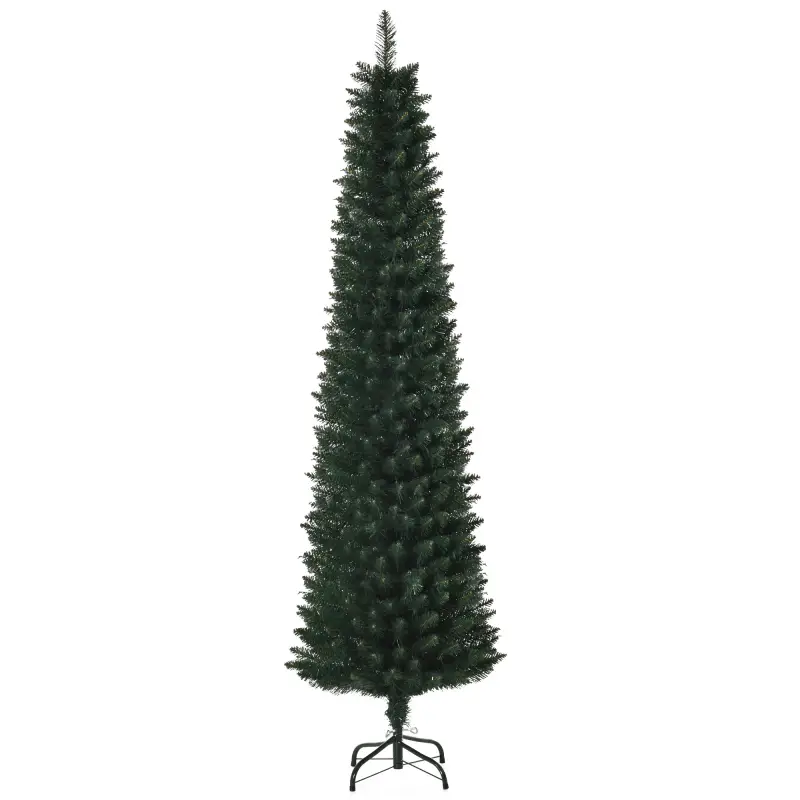 Árbol de Navidad Artificial Altura 180 cm con 380 Ramas Decoración Navideña para Interiores Ø56x180 cm Verde