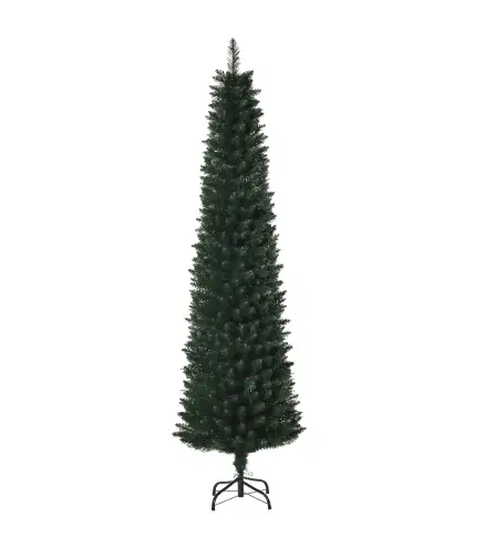 Árbol de Navidad Artificial Altura 180 cm con 380 Ramas Decoración Navideña para Interiores Ø56x180 cm Verde