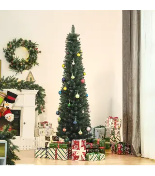 Árbol de Navidad Artificial Altura 180 cm con 380 Ramas Decoración Navideña para Interiores Ø56x180 cm Verde