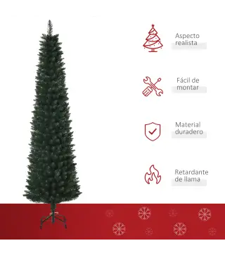 Árbol de Navidad Artificial Altura 180 cm con 380 Ramas Decoración Navideña para Interiores Ø56x180 cm Verde