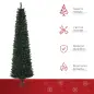 Árbol de Navidad Artificial Altura 180 cm con 380 Ramas Decoración Navideña para Interiores Ø56x180 cm Verde