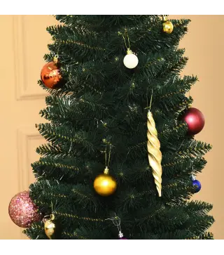 Árbol de Navidad Artificial Altura 180 cm con 380 Ramas Decoración Navideña para Interiores Ø56x180 cm Verde