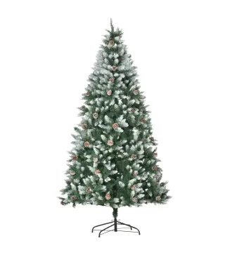 Árbol de Navidad Artificial Ø105x210 cm con 1440 Puntas de PVC y 72 Piñas con Ramas Apertura Automática Base Plegable y Soporte