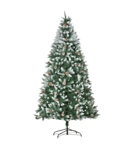 Árbol de Navidad Artificial Ø105x210 cm con 1440 Puntas de PVC y 72 Piñas con Ramas Apertura Automática Base Plegable y Soporte