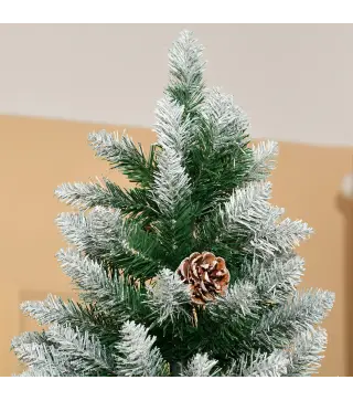 Árbol de Navidad Artificial Ø105x210 cm con 1440 Puntas de PVC y 72 Piñas con Ramas Apertura Automática Base Plegable y Soporte
