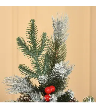 Árbol de Navidad Artificial 150 cm con 440 Ramas 39 Piñas y 39 Bayas Decoración Navideña para Interiores Verde