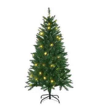 Árbol de Navidad Artificial con Luces Preinstaladas de 150 cm y 502 Ramas Decoración Navideña para Interior Verde