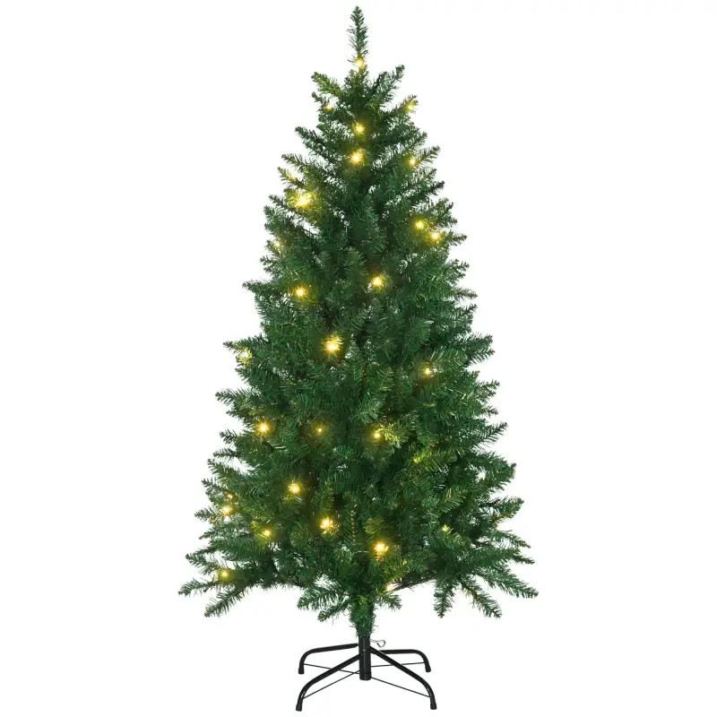 Árbol de Navidad Artificial con Luces Preinstaladas de 150 cm y 502 Ramas Decoración Navideña para Interior Verde