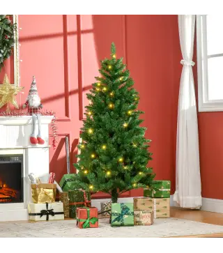 Árbol de Navidad Artificial con Luces Preinstaladas de 150 cm y 502 Ramas Decoración Navideña para Interior Verde