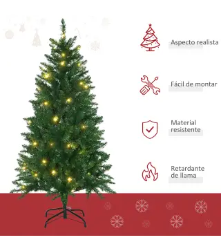 Árbol de Navidad Artificial con Luces Preinstaladas de 150 cm y 502 Ramas Decoración Navideña para Interior Verde