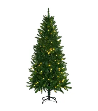 Árbol de Navidad Artificial con Luces Preinstaladas de 180 cm y 714 Ramas Decoración Navideña para Interior Verde