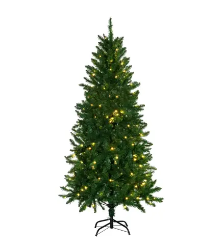 Árbol de Navidad Artificial con Luces Preinstaladas de 180 cm y 714 Ramas Decoración Navideña para Interior Verde