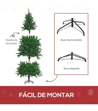 Árbol de Navidad Artificial con Luces Preinstaladas de 180 cm y 714 Ramas Decoración Navideña para Interior Verde