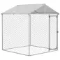 Jaula de Exterior para Perros Medianos con Cerradura Marco de Acero Toldo Impermeable y Anti-UV 200x200x237 cm Plata