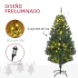 Árbol de Navidad Artificial de 1,5m 472 Ramas con 100 Luces LED y 80 Decoraciones Incluidas Ø91x150 cm Verde