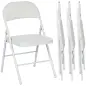 Juego de 4 Sillas Plegables Acolchadas con Respaldo y Estructura de Acero para Salón Comedor Cocina 45x46x78 cm Blanco