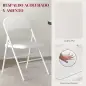 Juego de 4 Sillas Plegables Acolchadas con Respaldo y Estructura de Acero para Salón Comedor Cocina 45x46x78 cm Blanco