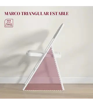 Juego de 4 Sillas Plegables Acolchadas con Respaldo y Estructura de Acero para Salón Comedor Cocina 45x46x78 cm Blanco