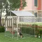 Jaula de Exterior para Perros Medianos con Cerradura Marco de Acero Toldo Impermeable y Anti-UV 200x200x237 cm Plata