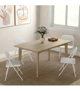 Juego de 4 Sillas Plegables Acolchadas con Respaldo y Estructura de Acero para Salón Comedor Cocina 45x46x78 cm Blanco