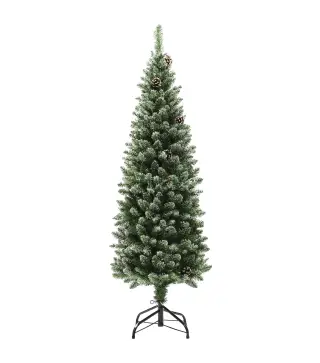 Árbol de Navidad Artificial 150 cm con 395 Ramas 30 Piñas y Soporte de Metal Árbol Navideño para Salón Interior Verde