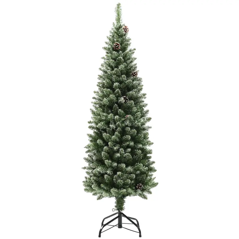 Árbol de Navidad Artificial 150 cm con 395 Ramas 30 Piñas y Soporte de Metal Árbol Navideño para Salón Interior Verde Árbol de Navidad Artificial 150 cm con 395 Ramas 30 Piñas y Soporte de Metal Árbol Navideño para Salón Interior Verde