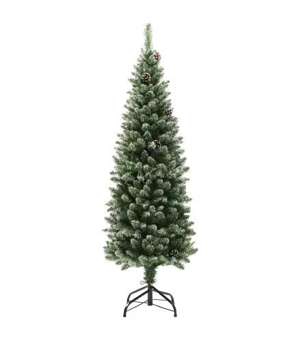 Árbol de Navidad Artificial 150 cm con 395 Ramas 30 Piñas y Soporte de Metal Árbol Navideño para Salón Interior Verde