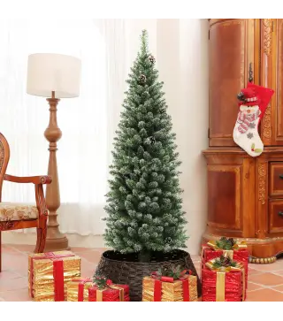 Árbol de Navidad Artificial 150 cm con 395 Ramas 30 Piñas y Soporte de Metal Árbol Navideño para Salón Interior Verde