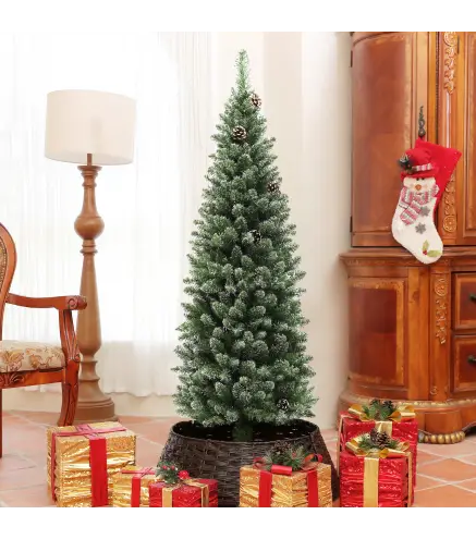 Árbol de Navidad Artificial 150 cm con 395 Ramas 30 Piñas y Soporte de Metal Árbol Navideño para Salón Interior Verde