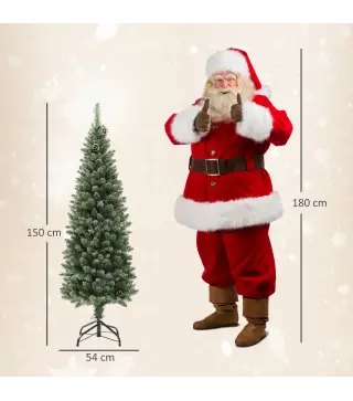 Árbol de Navidad Artificial 150 cm con 395 Ramas 30 Piñas y Soporte de Metal Árbol Navideño para Salón Interior Verde