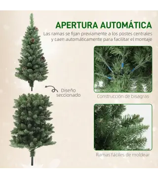 Árbol de Navidad Artificial 150 cm con 395 Ramas 30 Piñas y Soporte de Metal Árbol Navideño para Salón Interior Verde