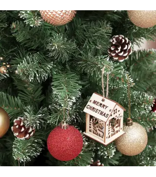 Árbol de Navidad Artificial 150 cm con 395 Ramas 30 Piñas y Soporte de Metal Árbol Navideño para Salón Interior Verde