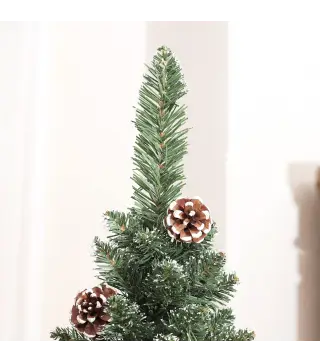 Árbol de Navidad Artificial 150 cm con 395 Ramas 30 Piñas y Soporte de Metal Árbol Navideño para Salón Interior Verde
