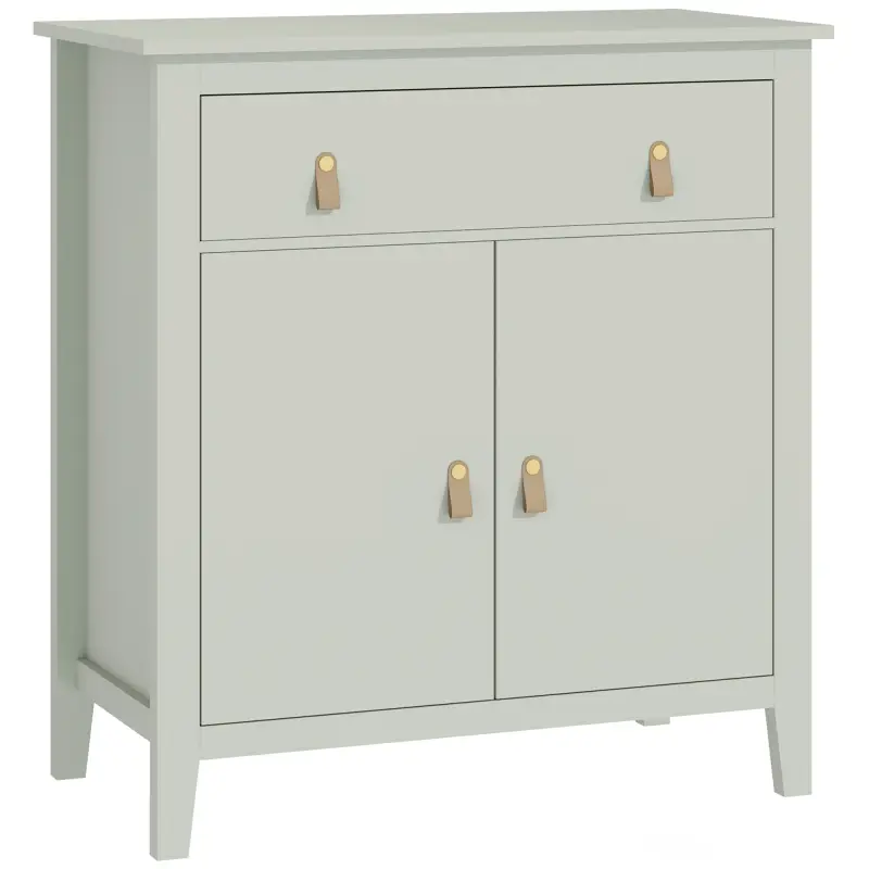 Aparador con Cajón Armario de 2 Niveles y Estante Ajustable Base Elevada y Amplia Superficie 80x40x90cm Verde Claro