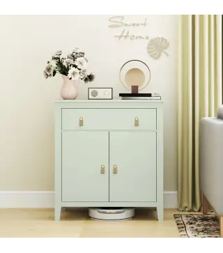 Aparador con Cajón Armario de 2 Niveles y Estante Ajustable Base Elevada y Amplia Superficie 80x40x90cm Verde Claro