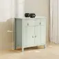 Aparador con Cajón Armario de 2 Niveles y Estante Ajustable Base Elevada y Amplia Superficie 80x40x90cm Verde Claro