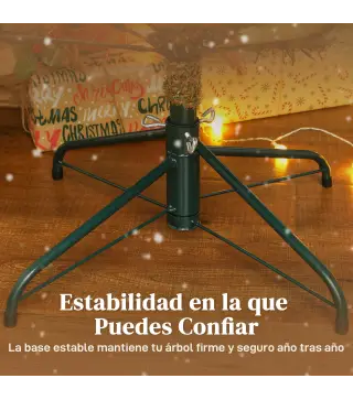 Árbol de Navidad Artificial 210 cm con 1123 Ramas y Soporte Metálico Plegable Fácil Montaje para Salón Interior Verde