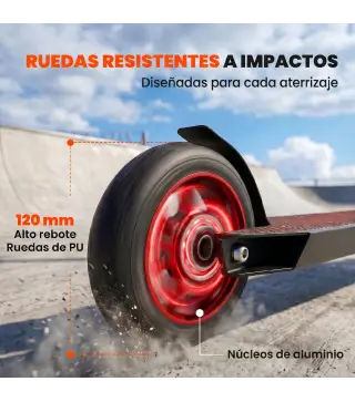 Scooter Acrobático para Trucos Patinete Freestyle con Rodamientos ABEC-9 Ruedas 120 mm Giro 360° para Skatepark Rojo