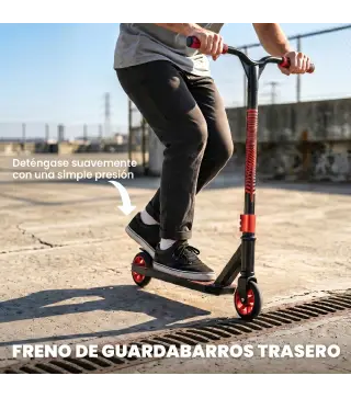 Scooter Acrobático para Trucos Patinete Freestyle con Rodamientos ABEC-9 Ruedas 120 mm Giro 360° para Skatepark Rojo