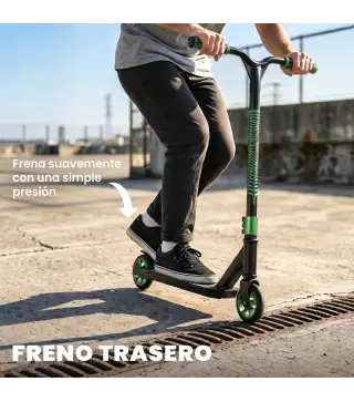 Scooter Acrobático para Trucos Patinete Freestyle con Rodamientos ABEC-9 Ruedas 120 mm Giro 360° para Skatepark Verde