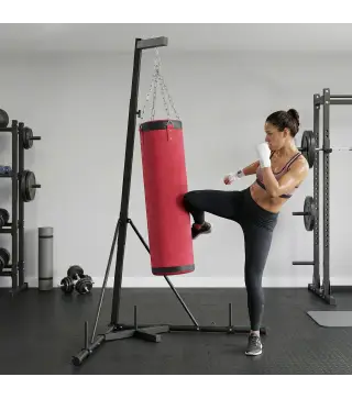 Soporte para Saco de Boxeo de Pie de Acero con Altura Ajustable 175–220 cm y 185–231 cm Base Pesada y Bolsa de Arena