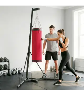 Soporte para Saco de Boxeo de Pie de Acero con Altura Ajustable 175–220 cm y 185–231 cm Base Pesada y Bolsa de Arena