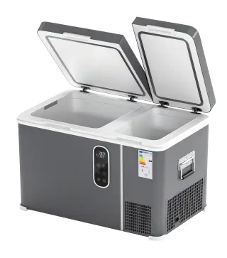 Nevera Portátil Eléctrica con Compresor 35L Doble Zona Control App Luz LED Pantalla para Coche y Camping Negro