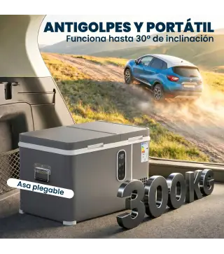 Nevera Portátil Eléctrica con Compresor 35L Doble Zona Control App Luz LED Pantalla para Coche y Camping Negro