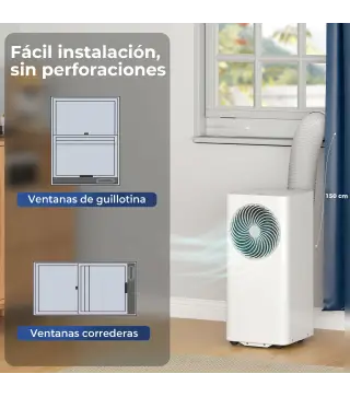 Aire Acondicionado Portátil 9000 BTU 4 en 1 Enfriamiento Deshumidificador Ventilador Modo de Sueño para 33 m² Blanco