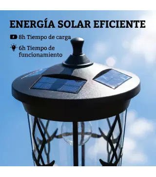Farola Solar Exterior de Jardín con Macetero 2 Modos de Brillo 100/50 lm IP44 Encendido/Apagado Automático Negro