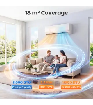 Aire Acondicionado Split Inverter 12000 BTU con Bomba de Calor WiFi y Control por Voz para 18 m² con Kit de Instalación