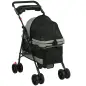 Cochecito para Perros Plegable de 4 Ruedas de EVA Giratorio y Freno Ventanas de Malla Cojín Lavable Portavasos Gris
